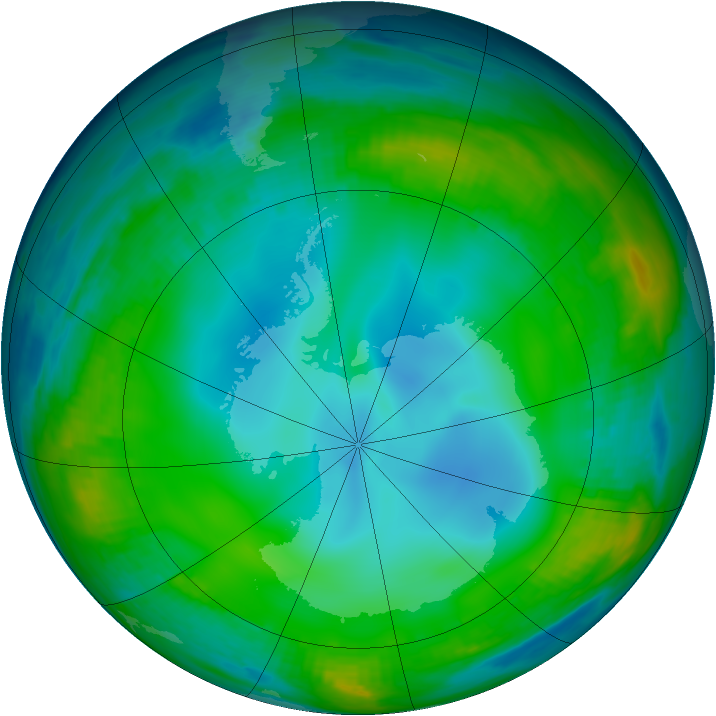 Antarctic ozone map for 29 June 1999